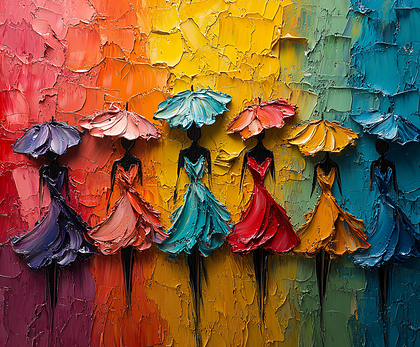 Rainbow Umbrellas and Dresses