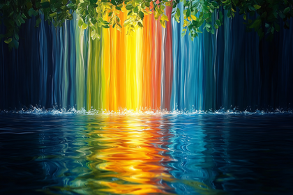 Rainbow Waterfall Reflection