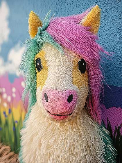 Rainbow Yarn Horse Portrait