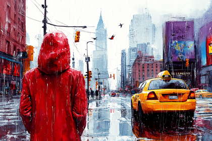 Rainy City Street Scene