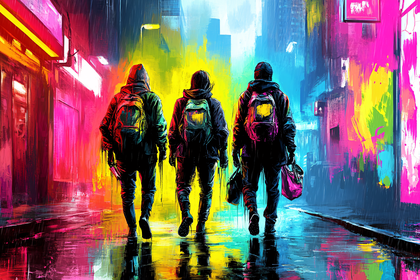 Rainy City Walk In Neon Lights