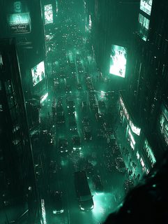 Rainy Cityscape At Night