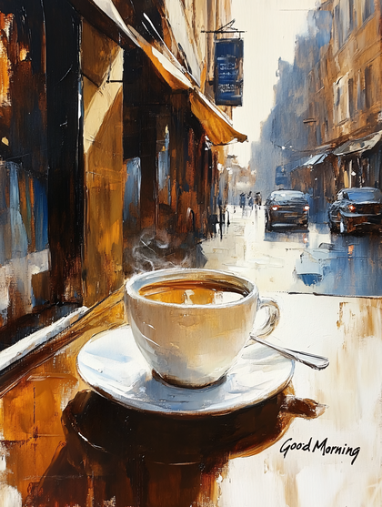 Rainy Day Coffee At Cafe Painting