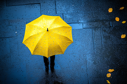Rainy Day Yellow Umbrella