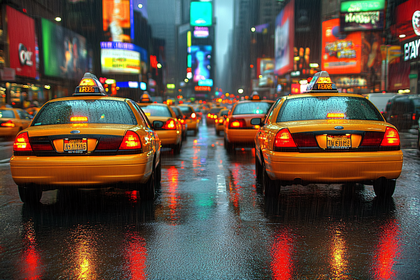 Rainy Taxi Street