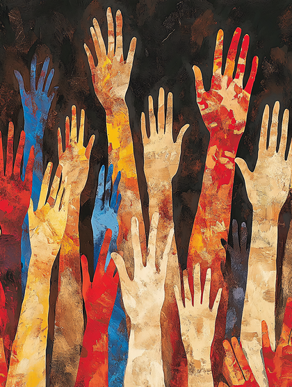Raised Hands of Diversity
