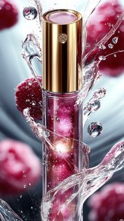 Raspberry Lip Gloss with Water Splashes