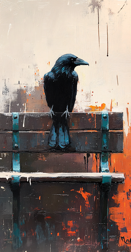 Raven On A Park Bench