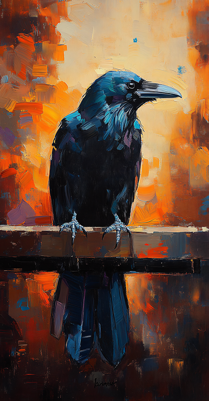 Raven On A Railing