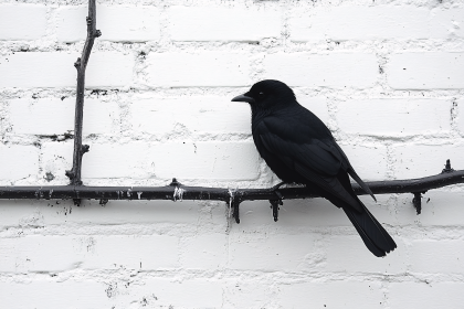 Raven Perched on Branch