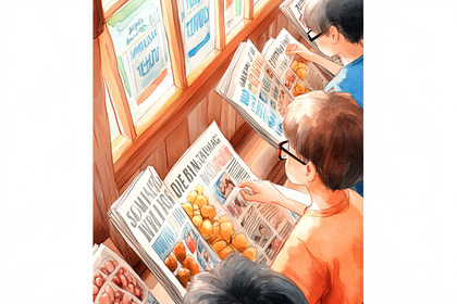 Readers at Newspaper Stand