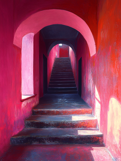 Red Arched Stairway