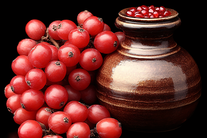 Red Berries In Clay Pot