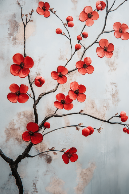 Red Blossoms Wall Decor