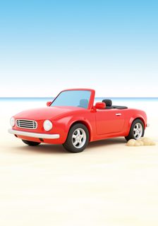 red convertible beach