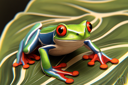 Red-Eyed Tree Frog On A Leaf