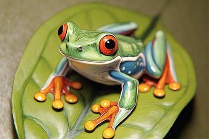 Red Eyed Tree Frog On Leaf
