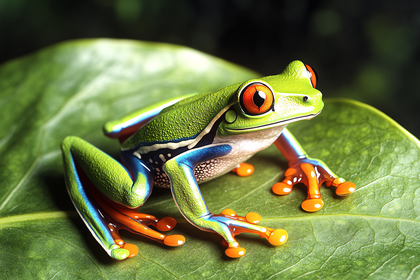 Red Eyed Tree Frog On Leaf