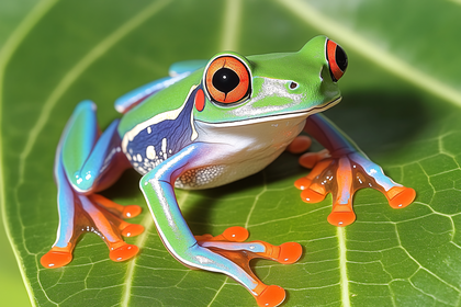 Red Eyed Tree Frog on Leaf