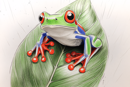 Red Eyed Tree Frog On Leaf