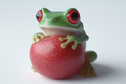 Red-Eyed Tree Frog with Apple