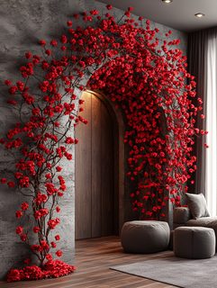 red floral arch