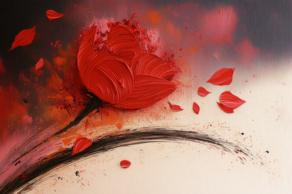 Red Flower Impasto