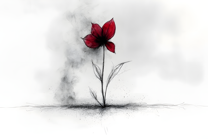 Red Flower with Smoke