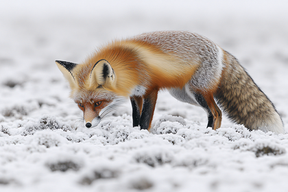 Red Fox Hunting In Snow