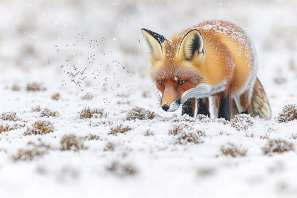 Red Fox Hunting in Snow
