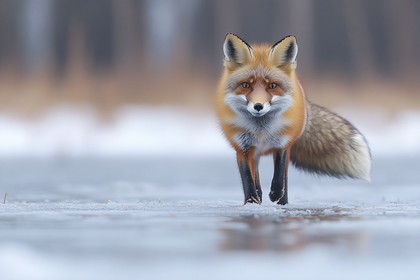 Red Fox On Ice