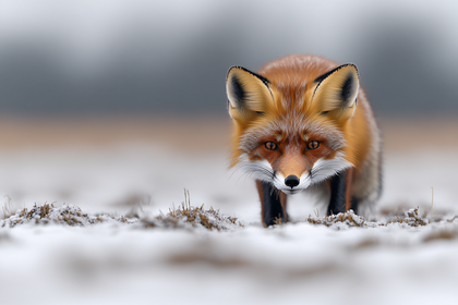 Red Fox Portrait In Winter Snow