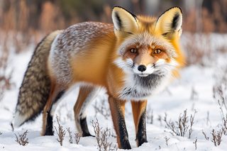 Red Fox Standing In Snow