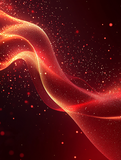 Red Gold Particle Wave Abstract