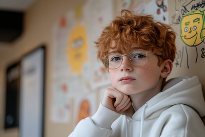 Red-Haired Boy with Glasses