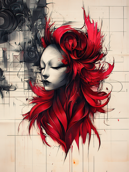 Red Haired Woman Graphic Portrait