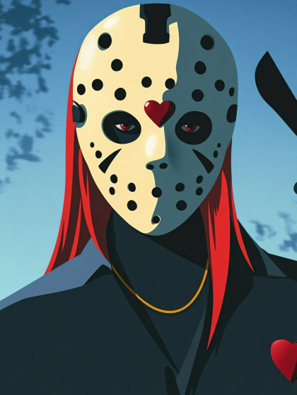 Red Heart Hockey Mask Portrait