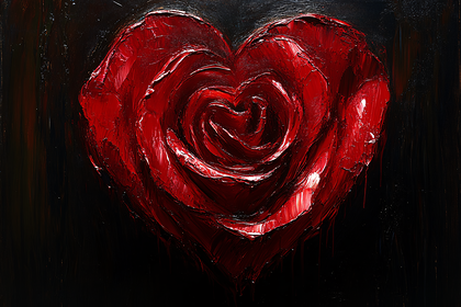 Red Heart Oil Painting
