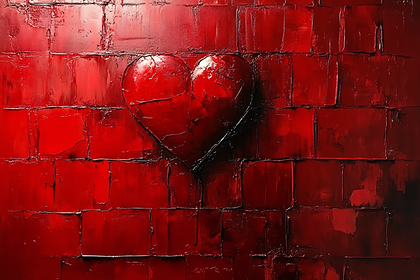 Red Heart On Brick Wall Painting