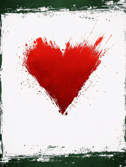 Red Heart Splash on White Background