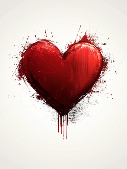 Red Heart with Splatter