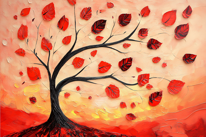 Red Leaf Tree Painting