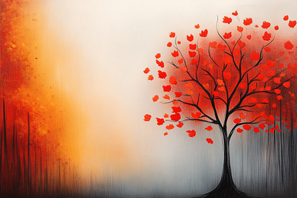Red Leaf Tree Painting