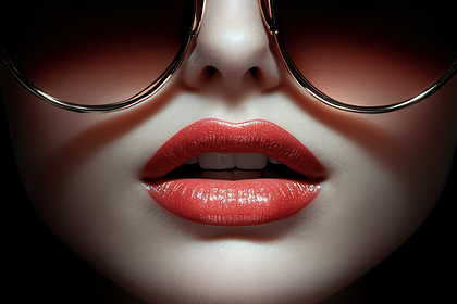 Red Lips With Sunglasses