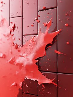 Red Paint Splash On Dark Tiles