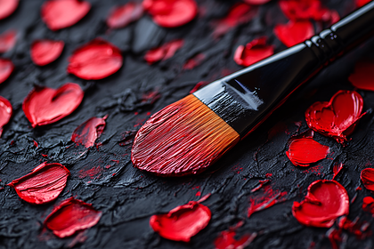 Red Paintbrush Hearts