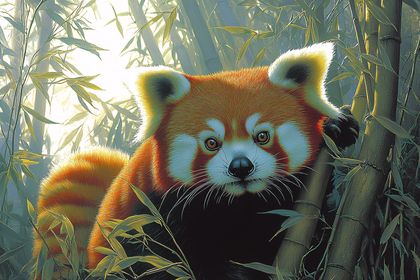 Red Panda in Bamboo Forest
