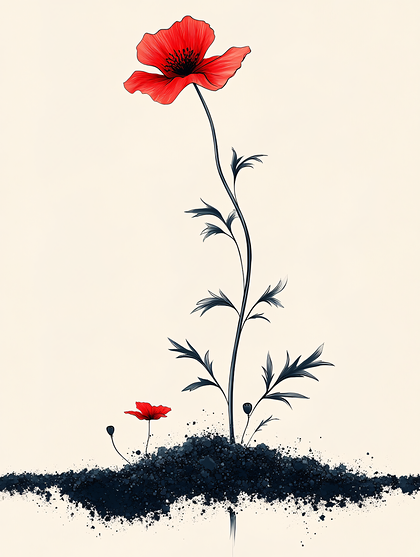 Red Poppies On Soil