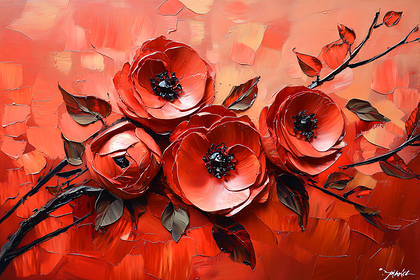 Red Poppy Floral Painting