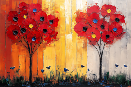 Red Poppy Flowers Painting